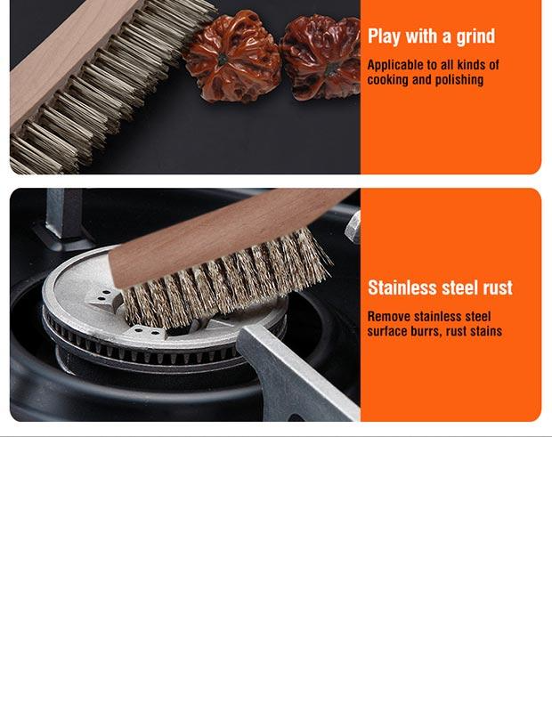 4row Stainless steel Brush with wood handle