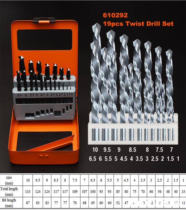 19Pcs Twist Drill Set