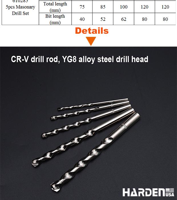 5Pcs Masonery Drill Set
