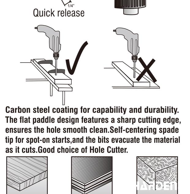6Pcs Flat Wood Bits Set