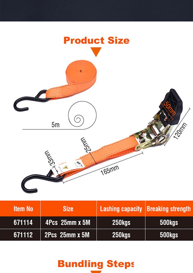 2Pcs / 4 Pcs Ratchet Tie Down Set