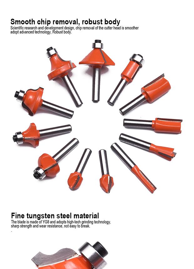 12Pcs Carbide Router Bits Set
