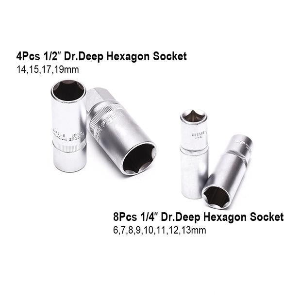 94 Pcs 1/2" & 1/4" Dr. Socket set