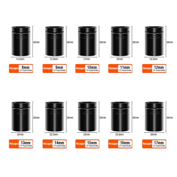 8mm-32mm 1/2" Impact Socket