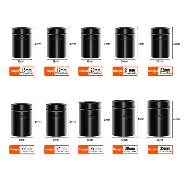 8mm-32mm 1/2" Impact Socket