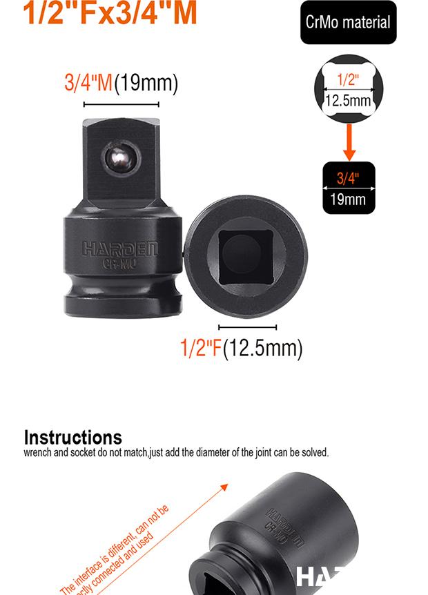 1/2"F x 3/8"M Impact Adaptor