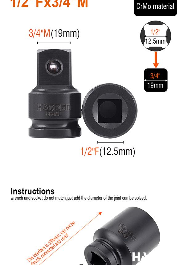 1/2"F X 3/4"M Impact Adaptor