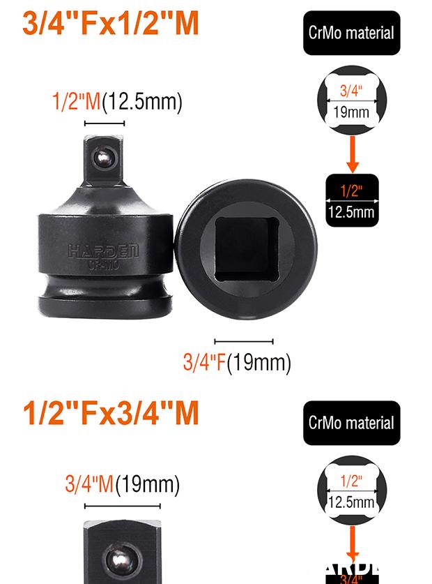 8Pcs 1/2" Impact Adaptor Set