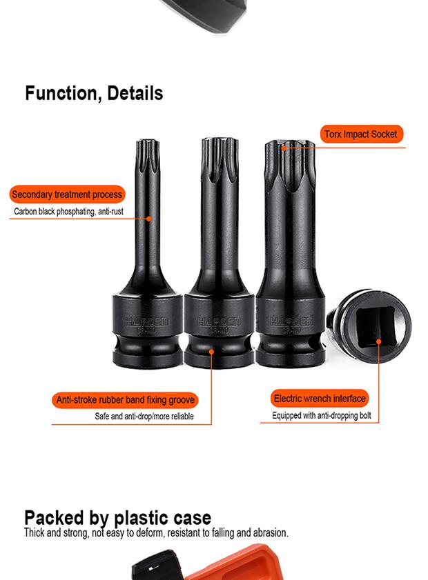 8Pcs 1/2" Impact Torx Bit Set