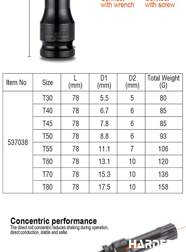8Pcs 1/2" Impact Torx Bit Set