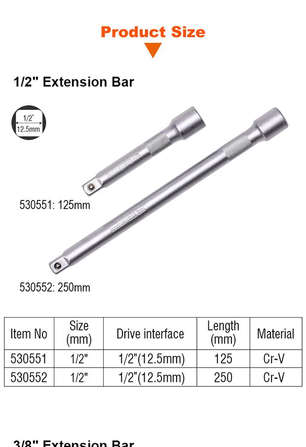 125-250mm 1/2" Extension Bar