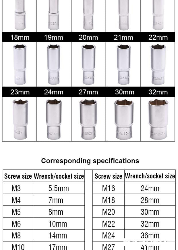 8-32mm 1/2" Hexagon Deep Socket