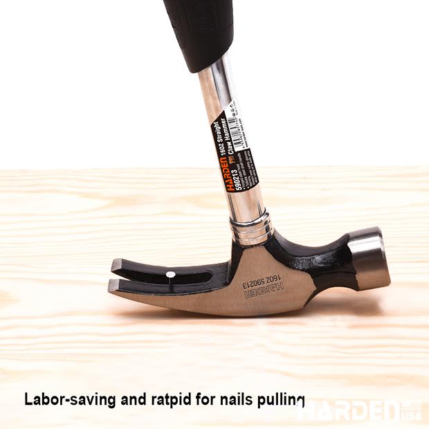 450g/16oz Straight Claw Hammer with Tubular Handle