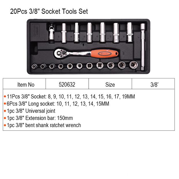 20Pcs 3/8" Socket Tools Set