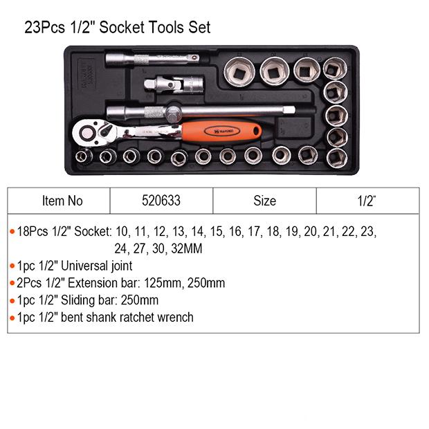 23Pcs 1/2" Socket Tools Set