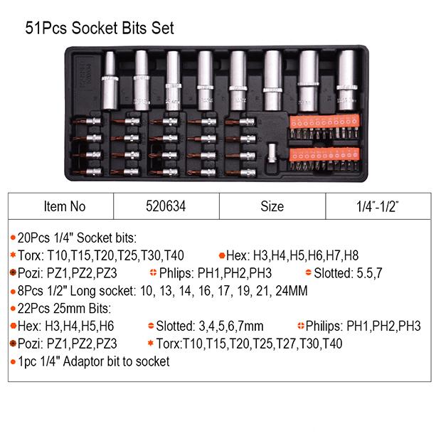 51Pcs Socket Bits Set