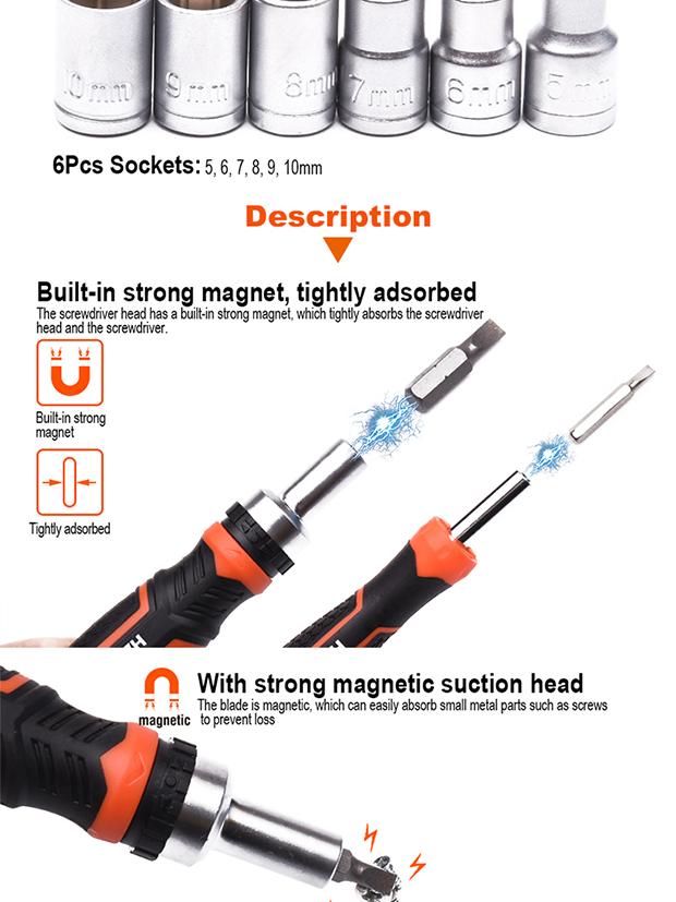 31Pcs Ratchet Screwdriver & Bits Set