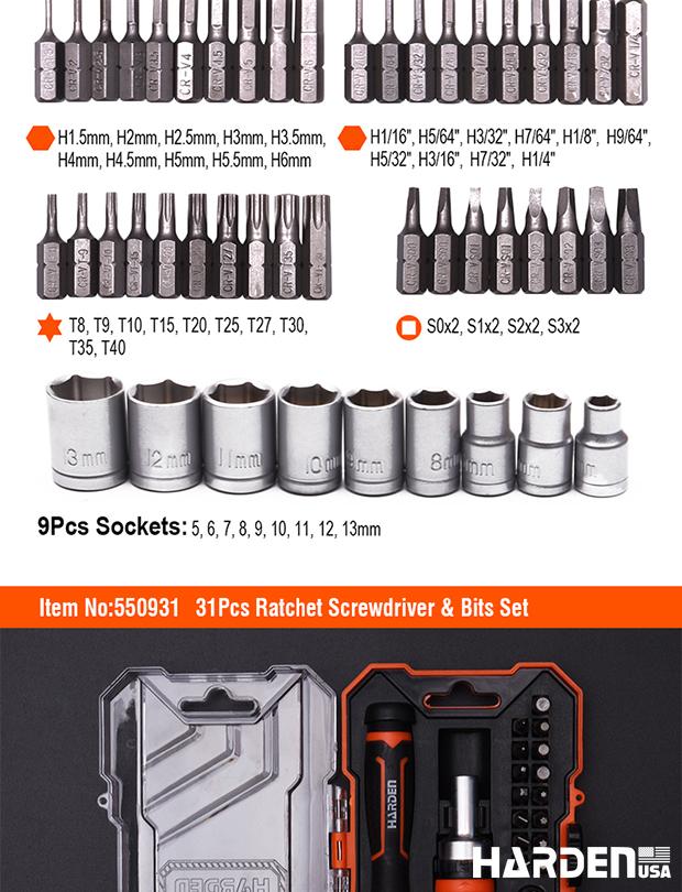 39Pcs Ratchet Screwdriver & Bits Set