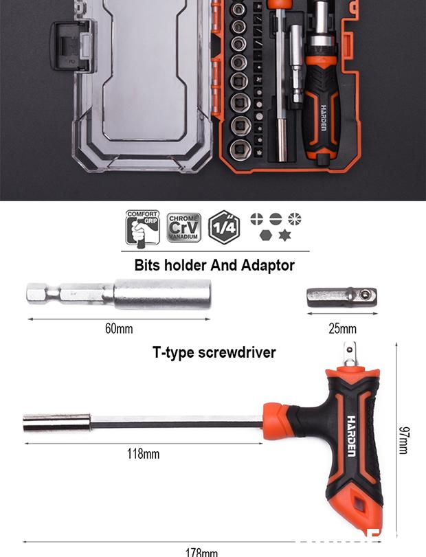 39Pcs Ratchet Screwdriver & Bits Set
