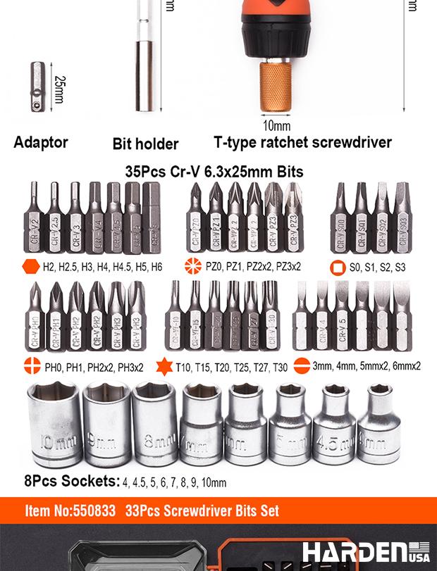 39Pcs Ratchet Screwdriver & Bits Set