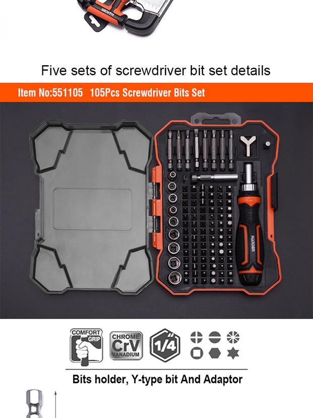 46Pcs Ratchet Screwdriver & Bits Set
