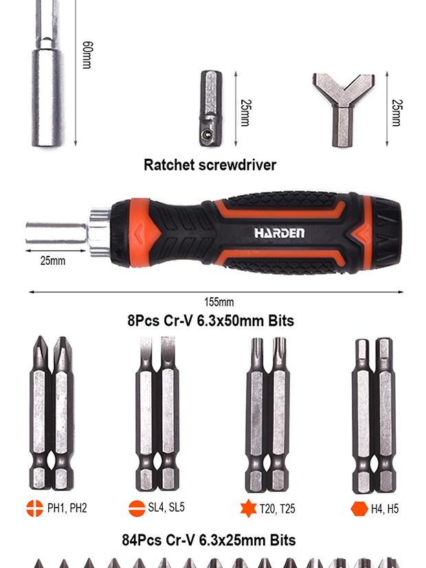46Pcs Ratchet Screwdriver & Bits Set