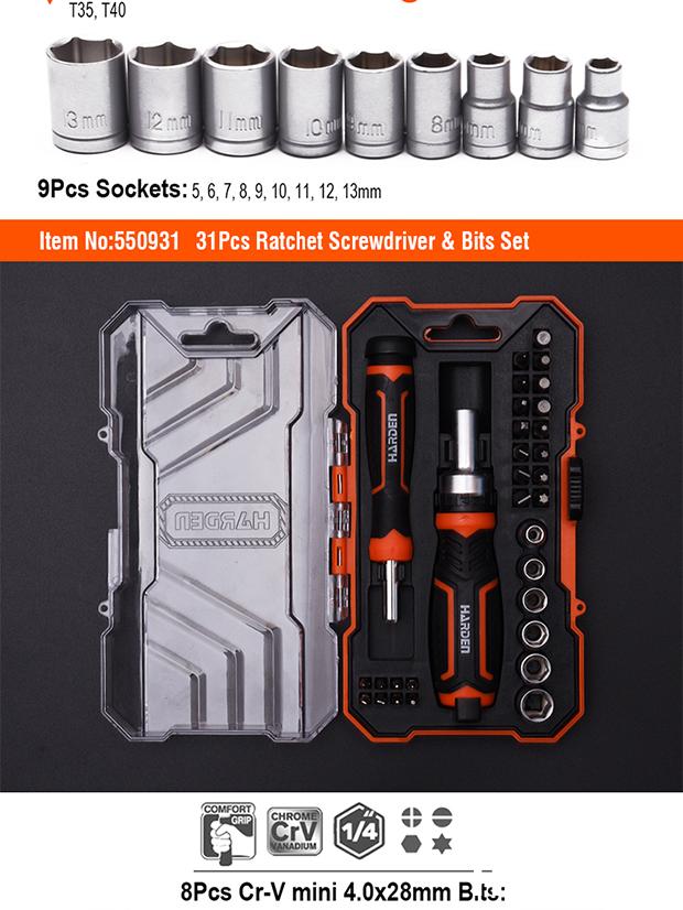 46Pcs Ratchet Screwdriver & Bits Set