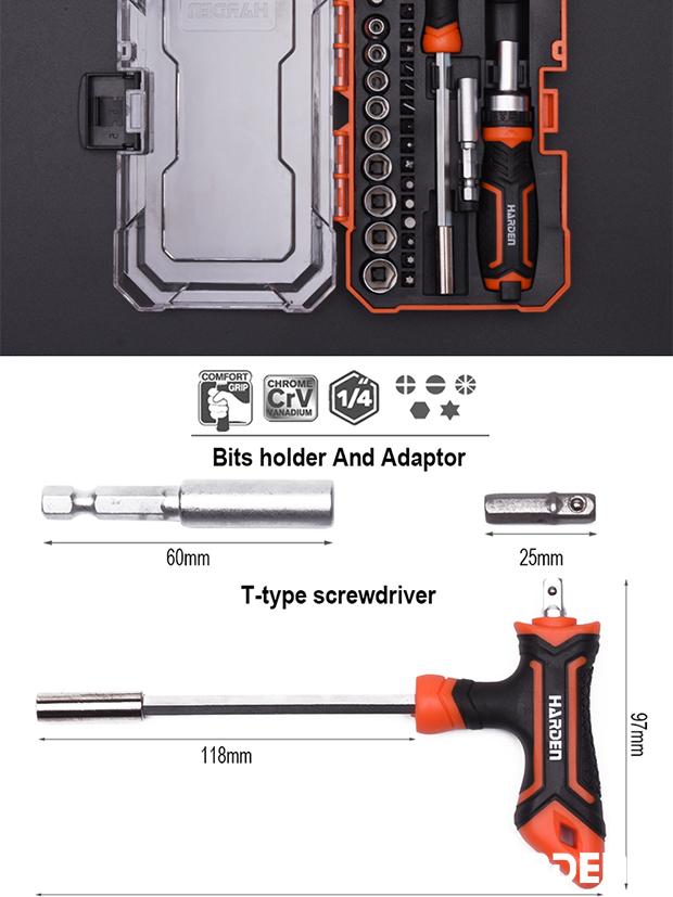 46Pcs Ratchet Screwdriver & Bits Set