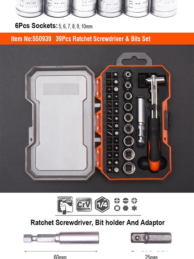 46Pcs Ratchet Screwdriver & Bits Set