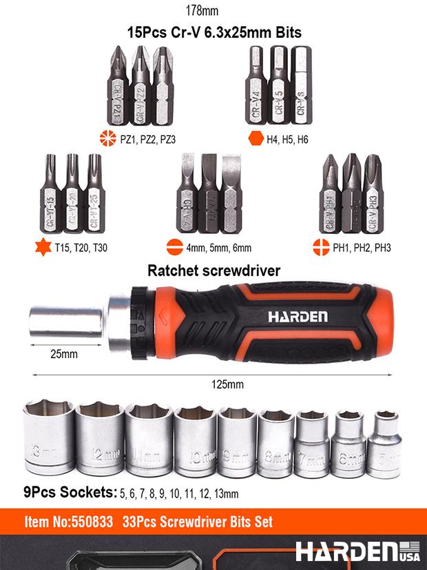 46Pcs Ratchet Screwdriver & Bits Set