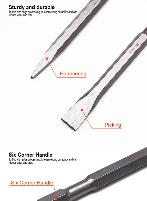 17X280mm Hex Point & Flat Chisel