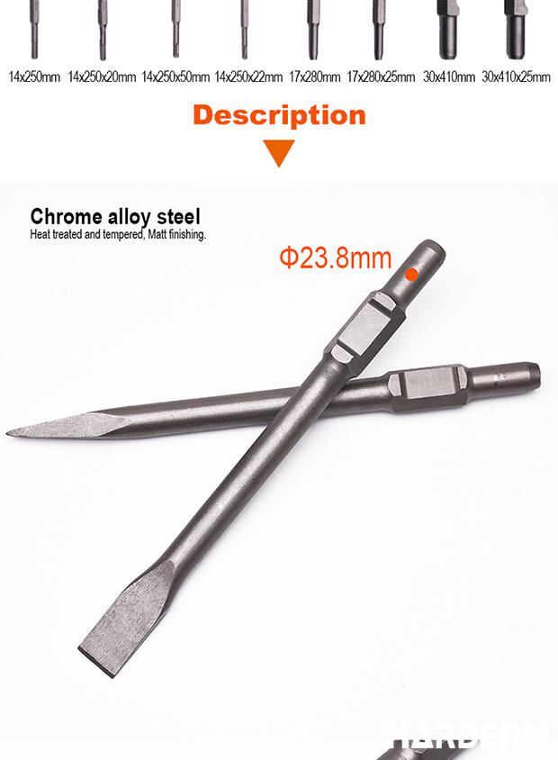 30X410mm Hex Point & Flat Chisel