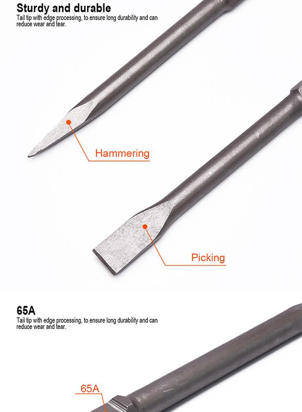 30X410mm Hex Point & Flat Chisel