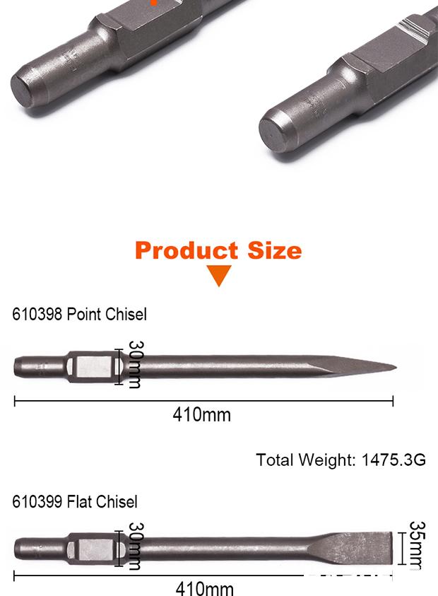 30X410mm Hex Point & Flat Chisel