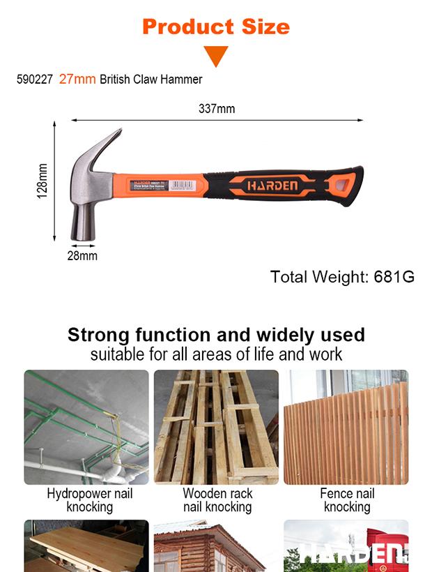 27mm British Claw Hammer with Fiberglass Handle