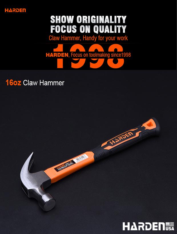 450g/16oz Claw Hammer Fiberglass Handle