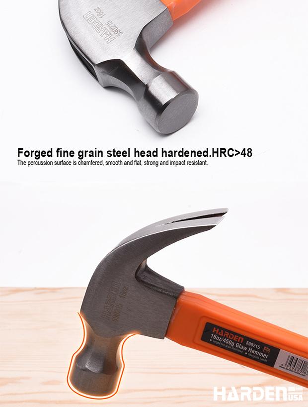 450g/16oz Claw Hammer Fiberglass Handle