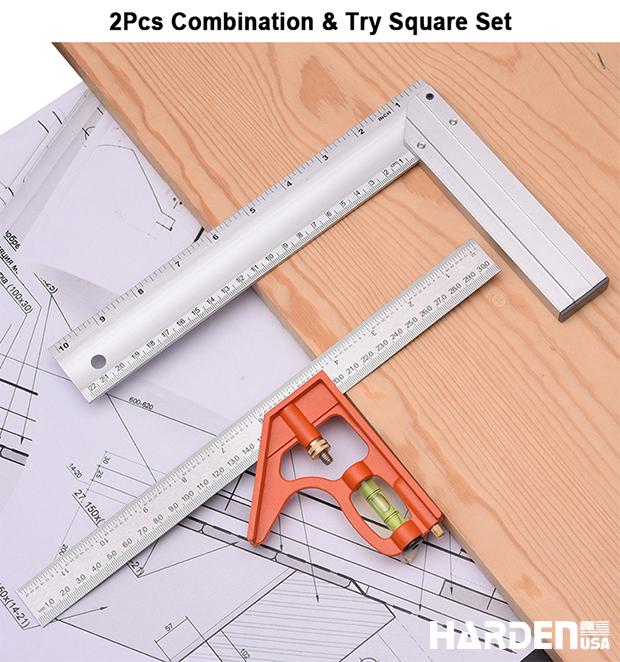2Pcs Combination & Try Square Set