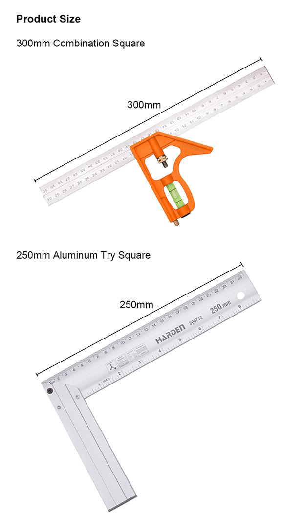 2Pcs Combination & Try Square Set