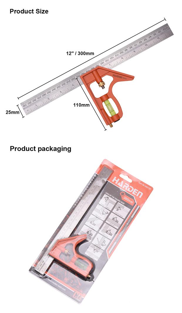 300mm Combination Square with Aluminium Base
