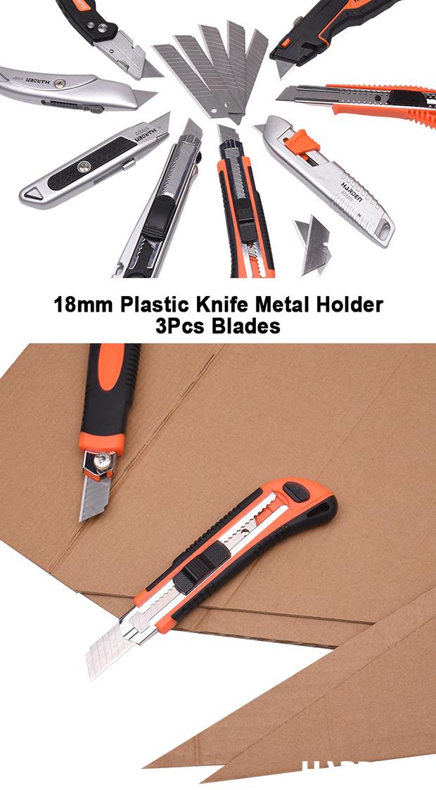 18mm Plastic Knife Metal Holder 3pcs Blades