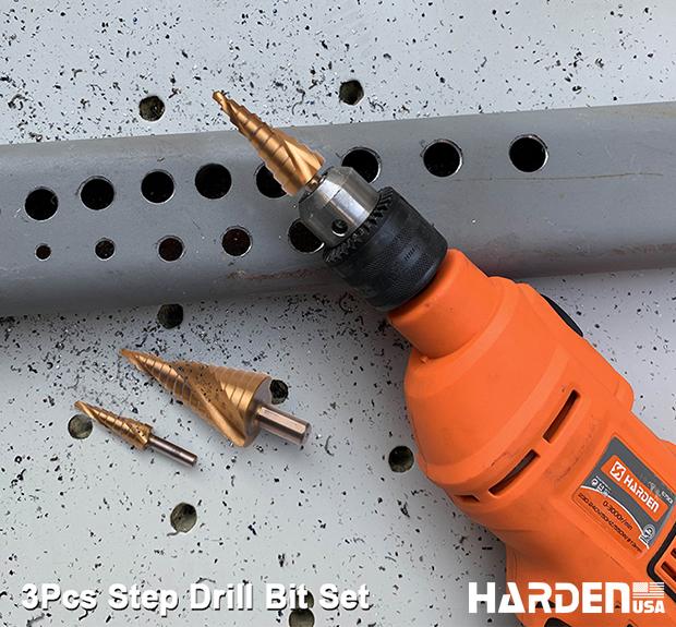 3Pcs Step Drill Bit Set