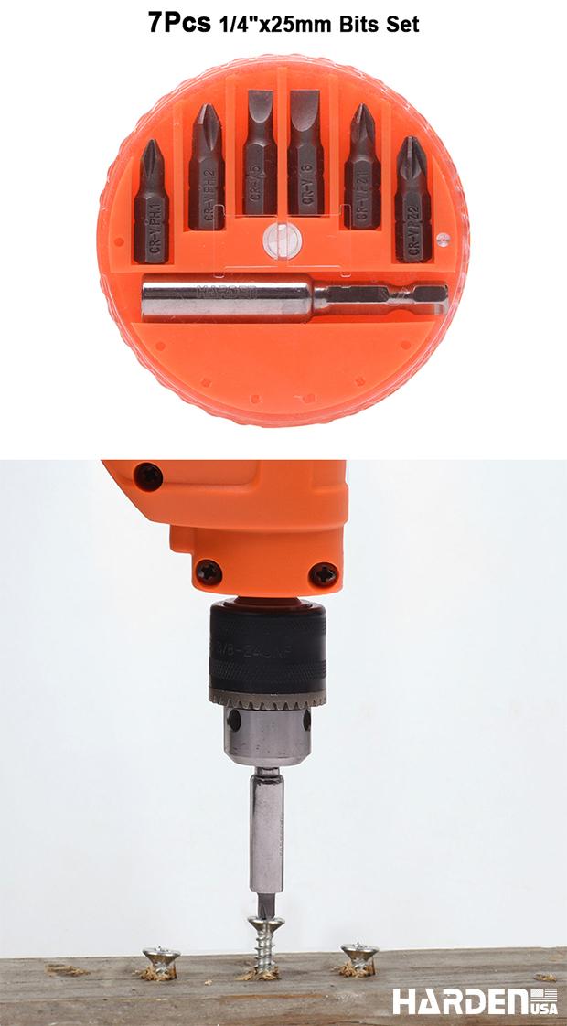 7Pcs 1/4"x25mm Bits Set